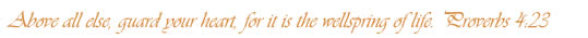 Above all else, guard your heart, for it is the wellspring of life.  Proverbs 4:23